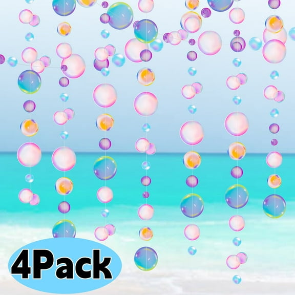 Under the Sea Bubble Bubble Garlands for Mermaid Party 2D Flat Cutouts Hanging Streamer for Birthday Baptism Wedding Ocean Wall Decoration (Colorful,26.24ft)