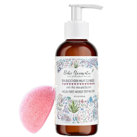 Sea Buckthorn Milky Face Wash  Hydrating Daily Cleanser with Aloe Vera  Gentle, Non-Foaming, Brightening & pH-Balanced for Sensitive, Dry, or Normal Skin  Vegan & Natural Skincare by Boho Aromatic