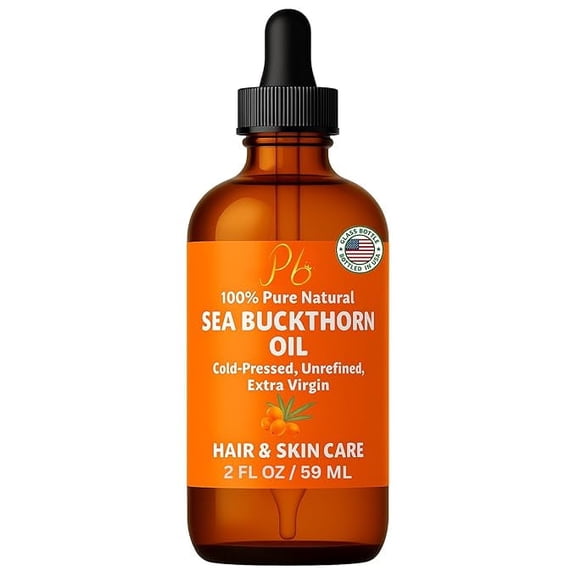 Sea Buckthorn Oil, 100% Pure Cold-Pressed Unrefined, Face, Hair & Scalp Moisturizer, 2 fl oz
