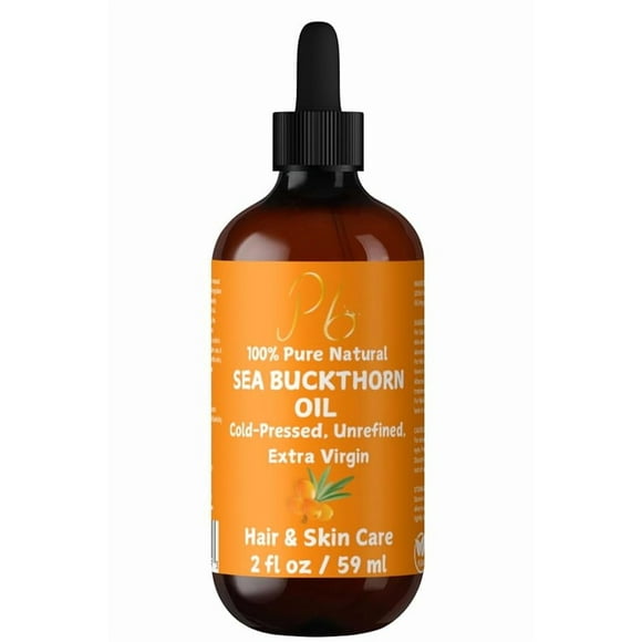Sea Buckthorn Seed Oil 100% Pure, Cold-Pressed & Unrefined | Natural Moisturizer for Face, Hair, Skin & Nails Radiance & Youthful Glow 2 fl oz Amber Glass Bottle