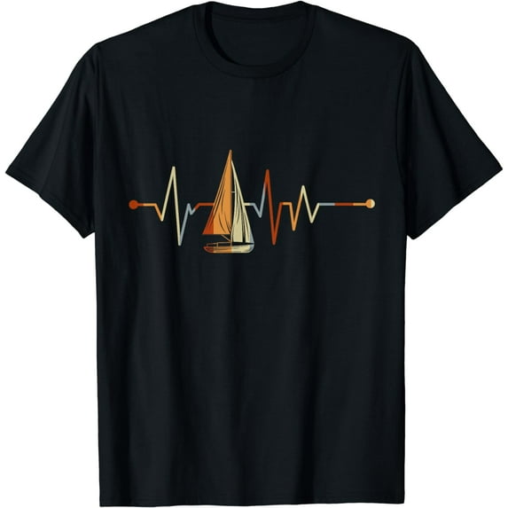 Sea Captain Gift Sail Boat Heartbeat Boat Sailing T-Shirt