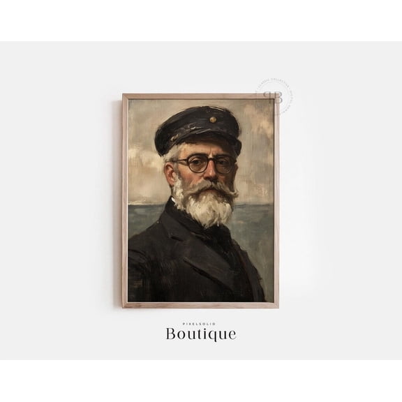 Sea Captain Portrait Art Print Nautical Wall Decor For Living Room Or Office Vintage Style No.599 Decor For Living Room Bedroom