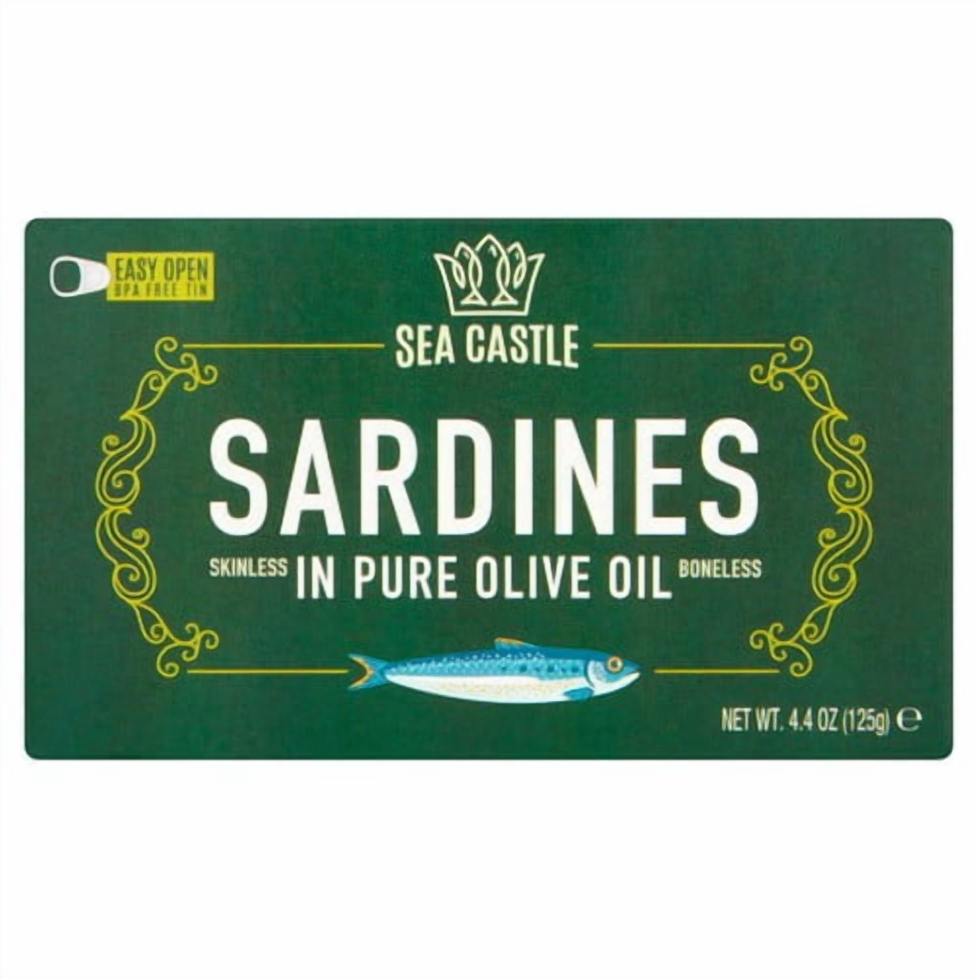 Sea Castle Sardines Skinless & Boneless Olive Oil 125g, British Import (Pack of 3)