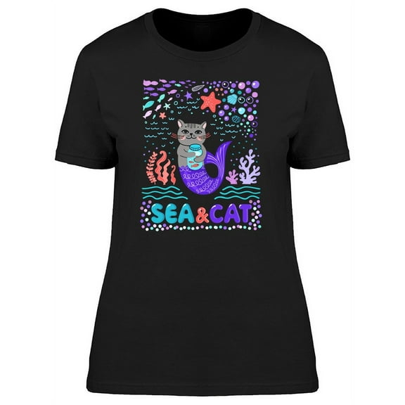 Sea & Cat, Mermaid Kitten T-Shirt Women -Image by Shutterstock, Female Small