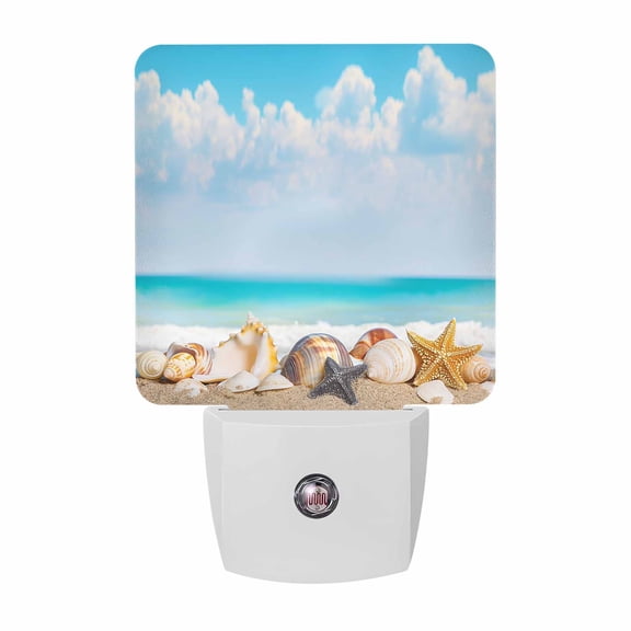Sea Cloud Plug-in LED Night Lights Coastal Beach Starfish Shell Auto Dusk-to-Dawn Sensor for Bedroom, Bathroom, Kitchen, Nursery, Hallway, Stairs, Wall Home Decor