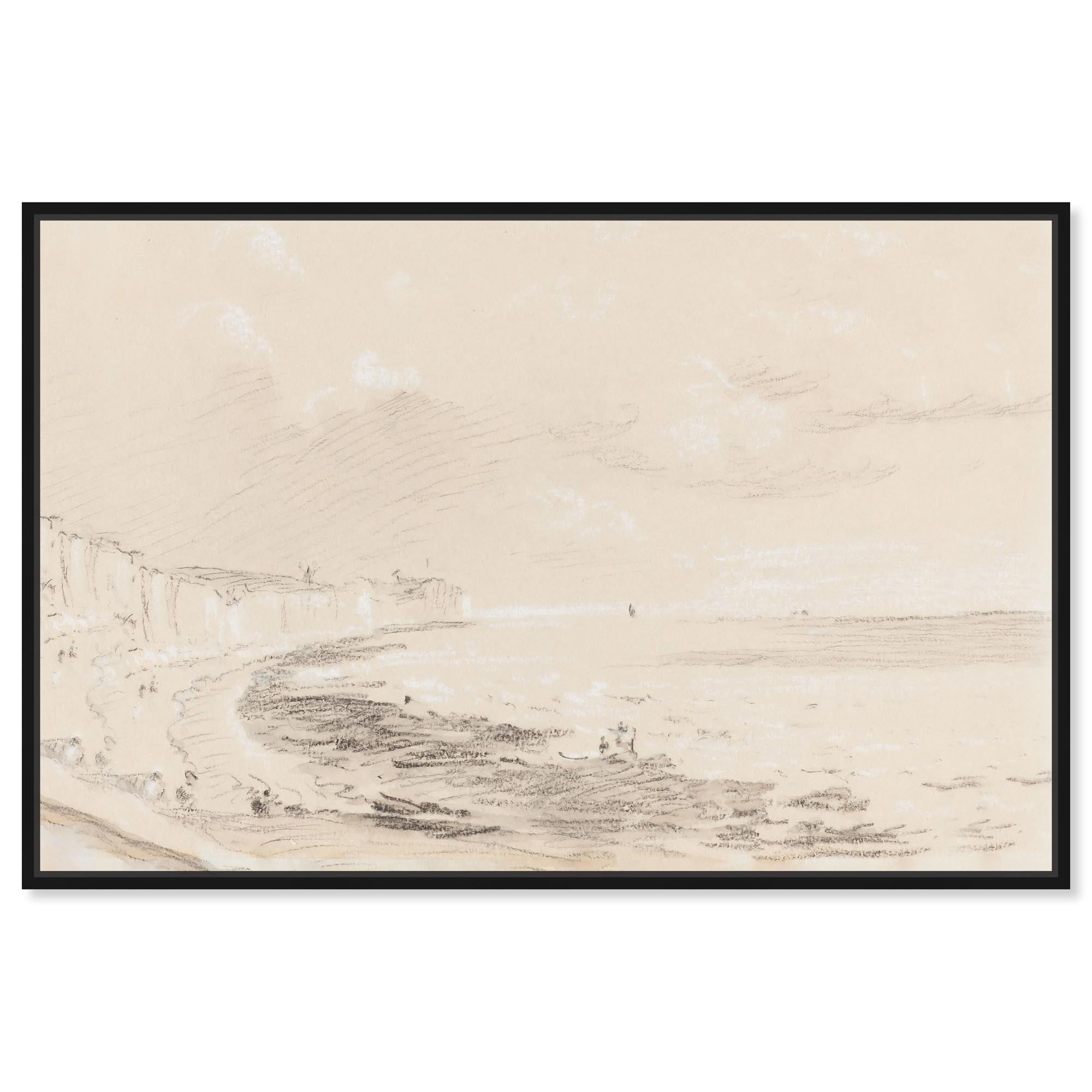 Coastal Scene 19th Century Black Framed Canvas Art