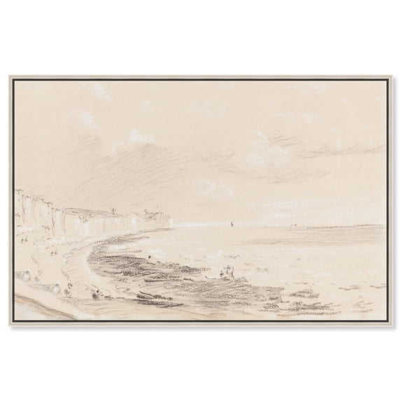 Sea Coast Scene 19th Century Canvas Coastal Classic Art by Art Remedy, Silver Frame, 54" x 36"