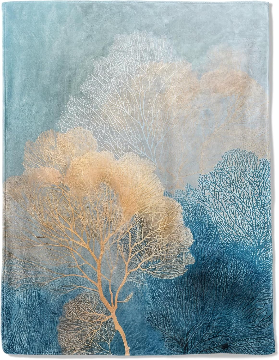 Sea Coral Flannel Blanket - Lightweight Soft Cozy Unique Gifts Blankets for Ocean Lovers,Users,Adult,Women,Abstract Nautical Pastel Art Throw,Home Room Modern Decor 50x60in