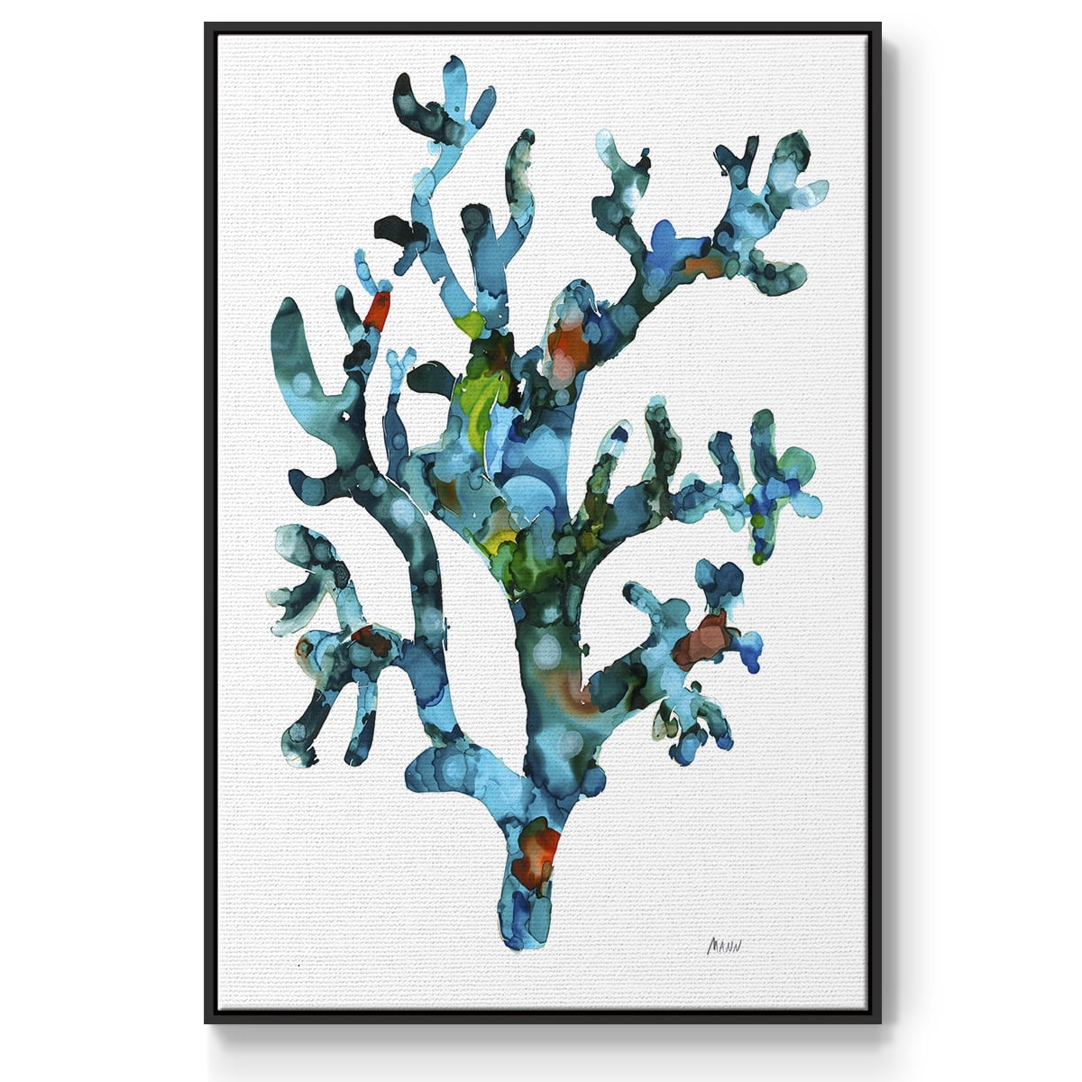 Sea Coral I Framed Premium Gallery Wrapped Canvas - Ready to Hang - 17 x 25 - Black Floating Frame