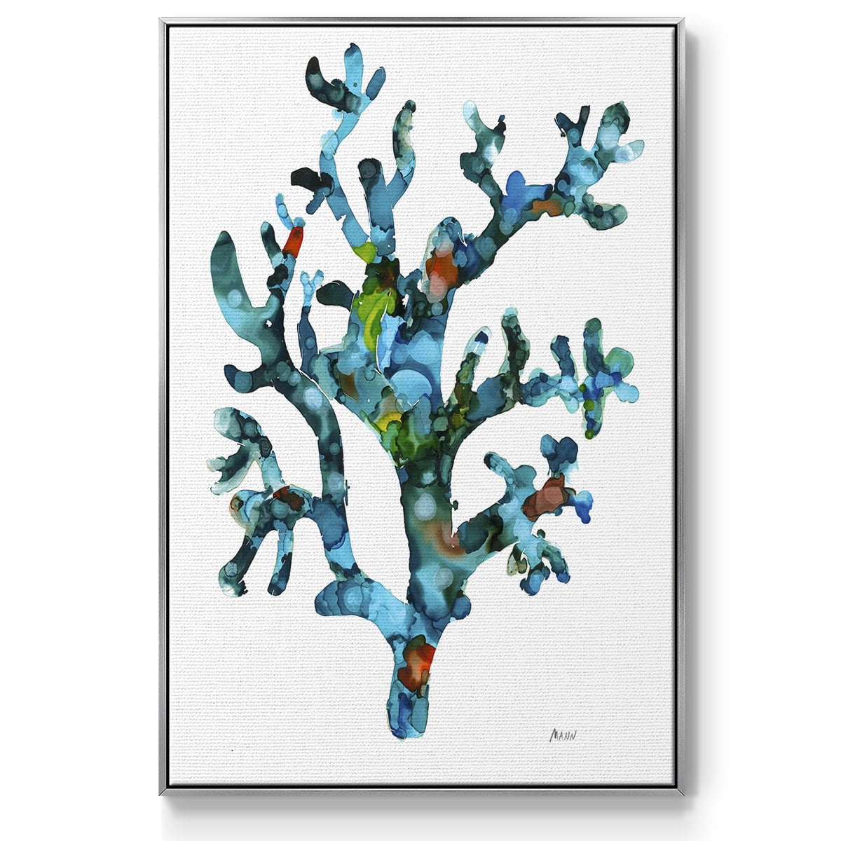 Sea Coral I Framed Premium Gallery Wrapped Canvas - Ready to Hang - 27 x 41 - Silver Floating Frame