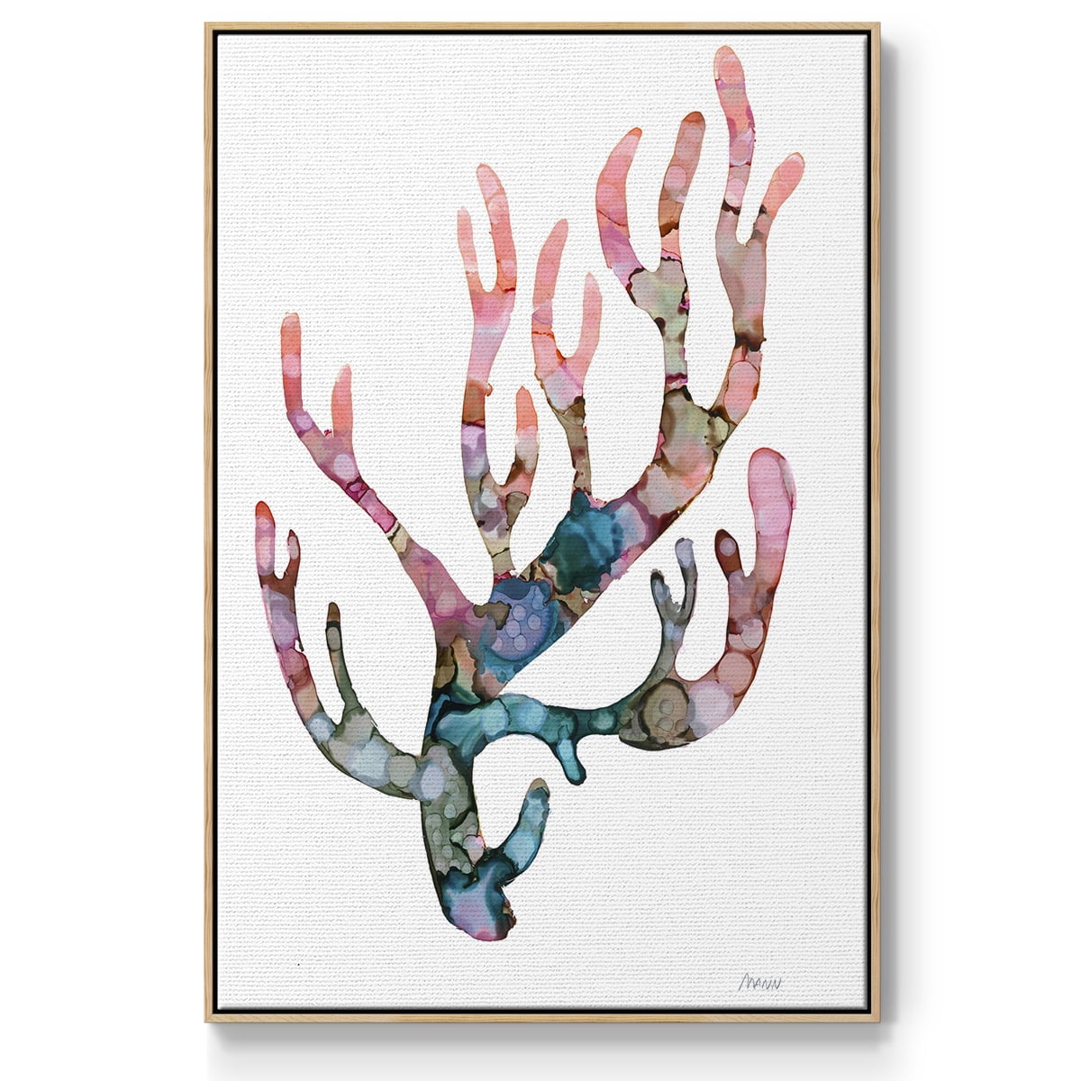 Sea Coral II Framed Premium Gallery Wrapped Canvas - Ready to Hang - 17 x 25 - Natural Wood Floating Frame