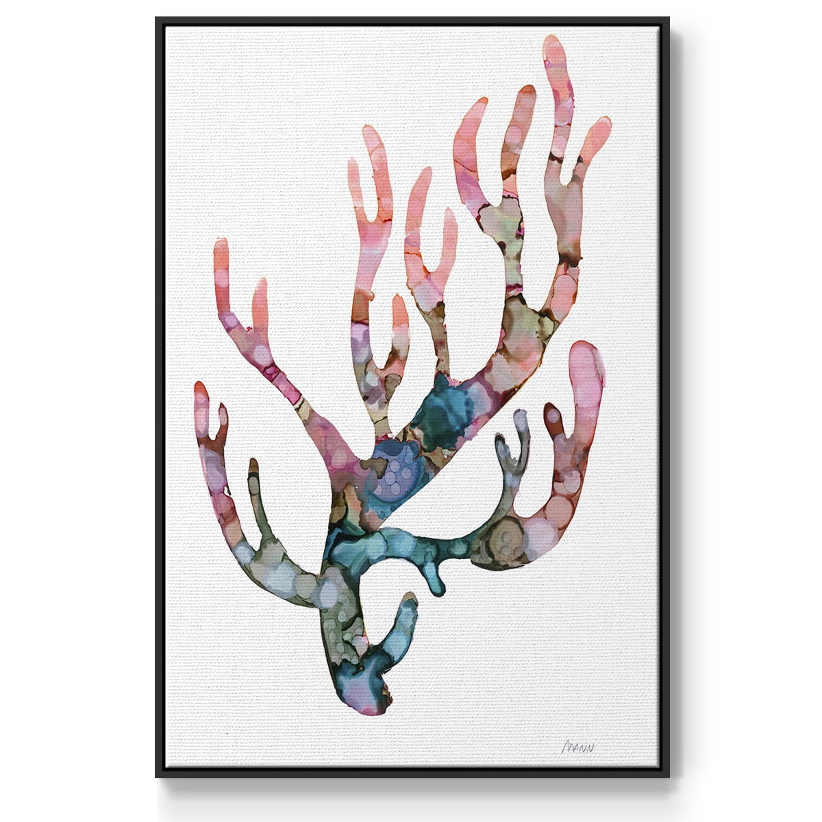 Sea Coral II Framed Premium Gallery Wrapped Canvas - Ready to Hang - 25 x 37 - Black Floating Frame