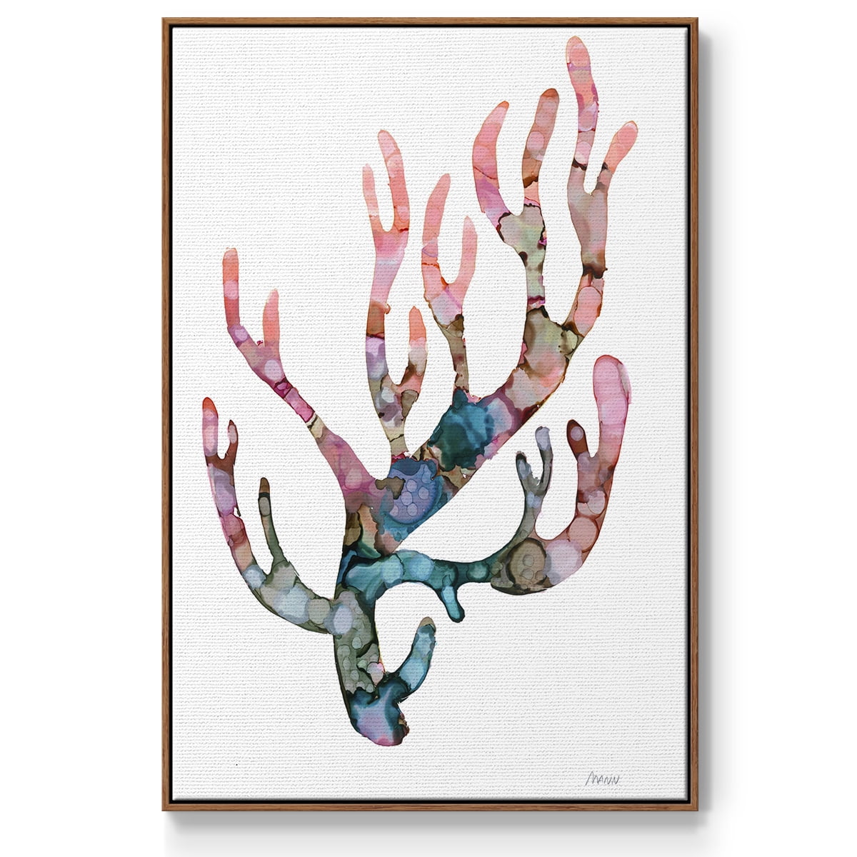 Sea Coral II Framed Premium Gallery Wrapped Canvas - Ready to Hang - 25 x 37 - Walnut Floating Frame