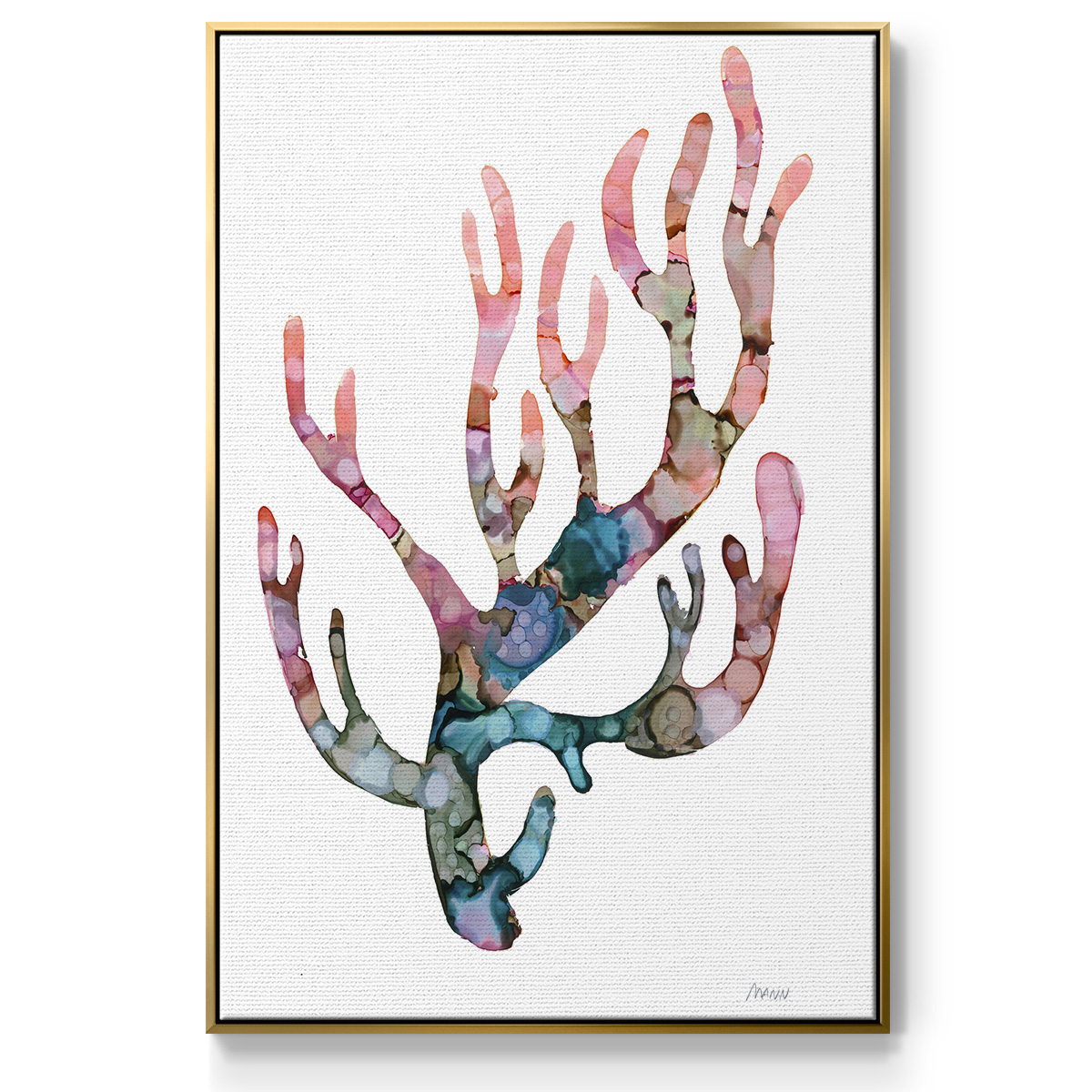 Sea Coral II Framed Premium Gallery Wrapped Canvas - Ready to Hang - 27 x 41 - Gold Floating Frame