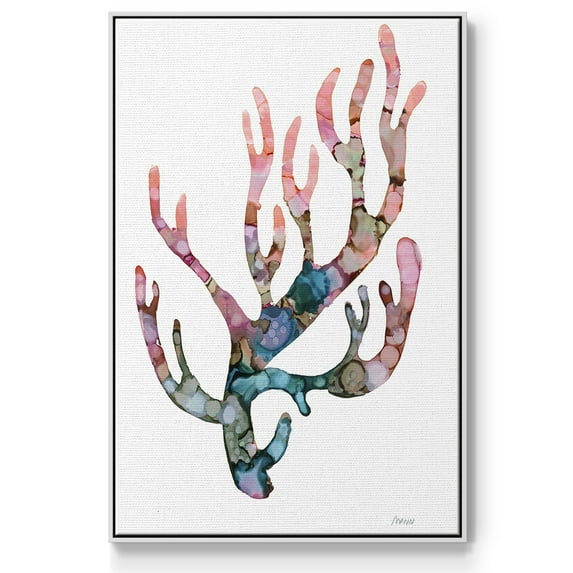 Sea Coral II Framed Premium Gallery Wrapped Canvas - Ready to Hang - 27 x 41 - White Floating Frame