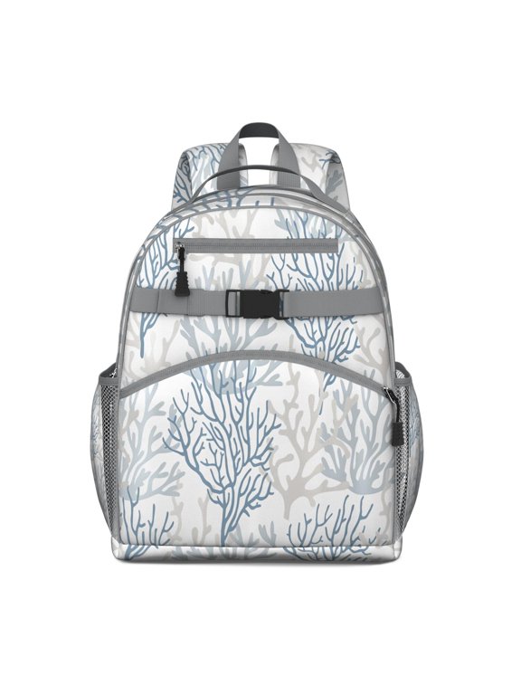 Sea Coral and Seashell Students Backpack with Nautical Shell, Tropical Starfish, Marine Life, Beach, Fish and Cute Spiral Seashell Pattern