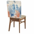 thumbnail image 1 of Sea Corals Seahorse Chair Covers Set of 1 Summer Beach Sea Stars Retro Texture Chair Back Covers Stretch Removable Washable Slipcovers Protector for Dining Room Kitchen Party Decor, 1 of 9