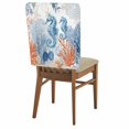 thumbnail image 1 of Sea Corals Seahorse Chair Covers Set of 6 Summer Beach Sea Stars Chair Back Covers Stretch Removable Washable Slipcovers Protector for Dining Room Kitchen Party Decor, 1 of 9