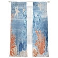 thumbnail image 1 of Sea Corals Seahorse Sheer Curtains 2 Panels Set Summer Beach Sea Stars Blue Stripes Sheer Window Curtains Light Filtering Rod Pocket Voile Drapes for Bedroom Living Room 52"X96", 1 of 8