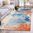 thumbnail image 1 of Sea Corals Seahorse Washable Area Rugs 2.7'x5', Summer Beach Sea Stars Linen Texture Low Pile Throw Living Room Rug Non-Slip Sturdy Edge Binding Carpet for Indoor Entryway Bedside Kitchen, 1 of 9