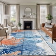 thumbnail image 1 of Sea Corals Seahorse Washable Living Room Rugs 6'x9', Summer Beach Sea Stars Blue Wood Grain Low Pile Throw Large Area Rug Non-Slip Sturdy Edge Binding Carpet for Dining Room Kitchen Office, 1 of 9