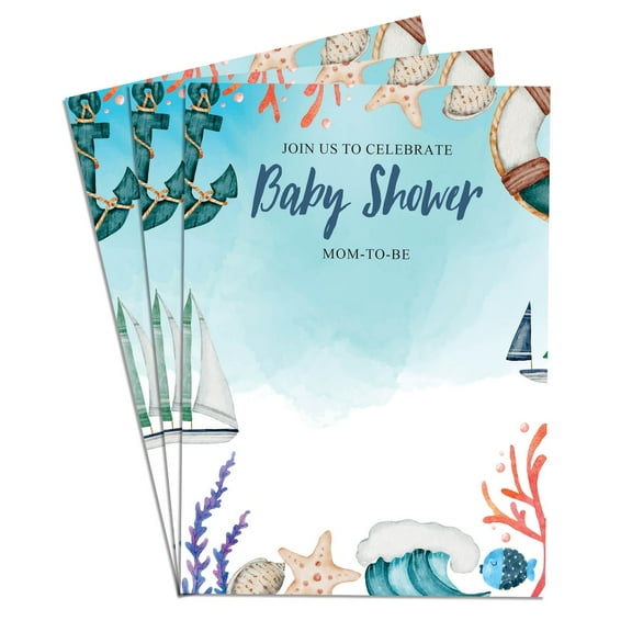 Sea Creature Charming Baby Shower Invitation Elegant & Fun Designs for Boy & Girl 25 Card Perfect for Baby Celebration 4x6 in
