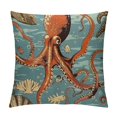 thumbnail image 1 of Sea Creature Decorative Pillow Case Seahorse Nautilus Jellyfish Octopus Squid Hammerhead Shark Throw Pillow Cover Home Decor Cotton Linen Square Cushion Cover for Couch Bed Sofa, 1 of 5