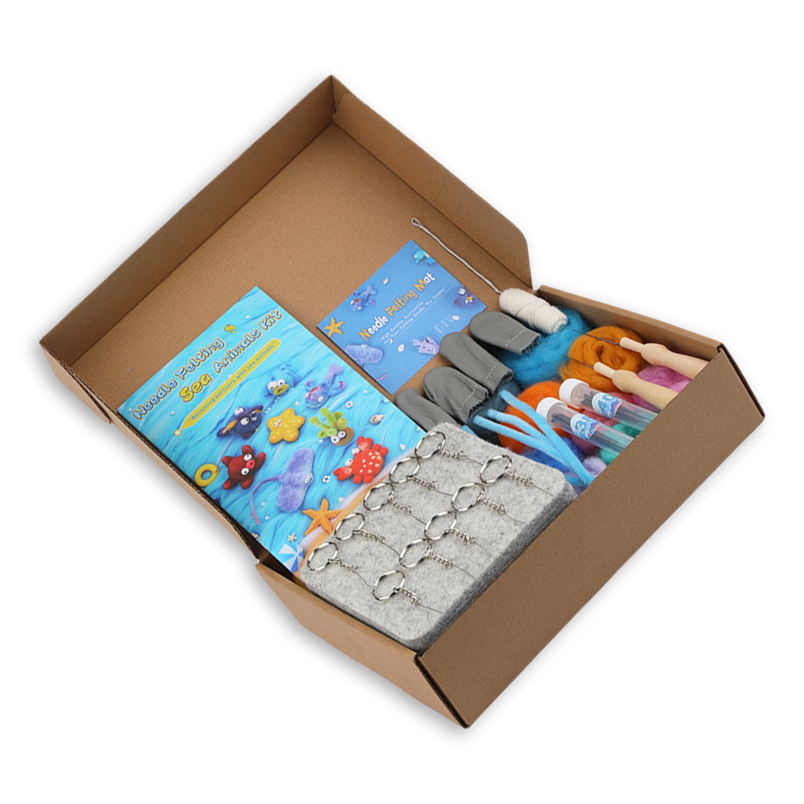 Sea Creature Needle Felting Supplies for Beginner Sea Needle Felting Set with Instruction Wool Roving Needle