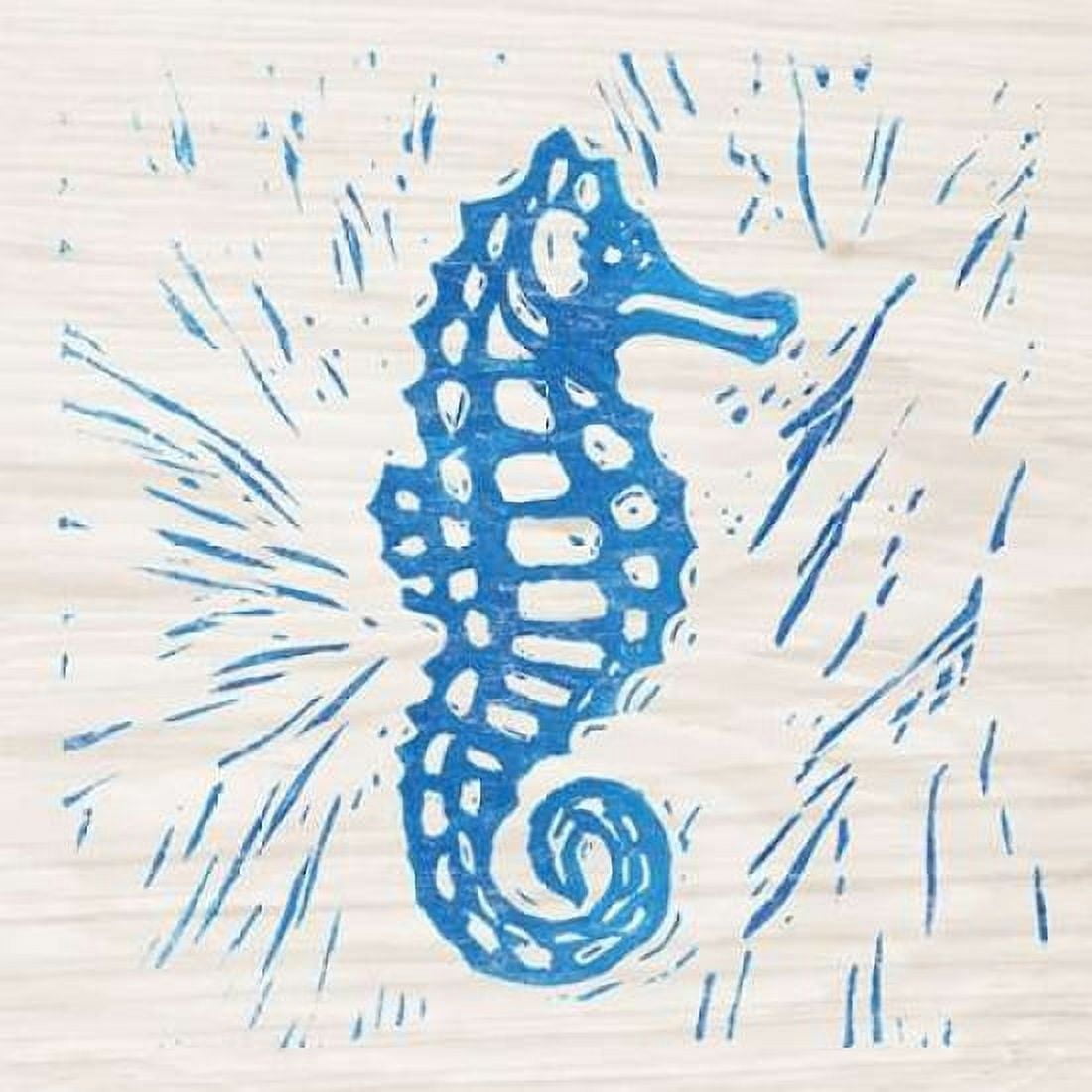 Sea Creature Seahorse Blue Canvas Art - Courtney Prahl (24 x 24)