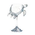 thumbnail image 1 of Sea Creature Stemmed Goblet, Hand Blown Octopus & Sea Turtle Glass, Coastal Decorative Drinkware For Home Bar, 1 of 5
