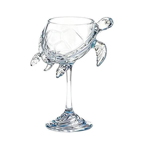 Sea Creature Stemmed Goblet, Hand Blown Octopus & Sea Turtle Glass, Coastal Decorative Drinkware For Home Bar