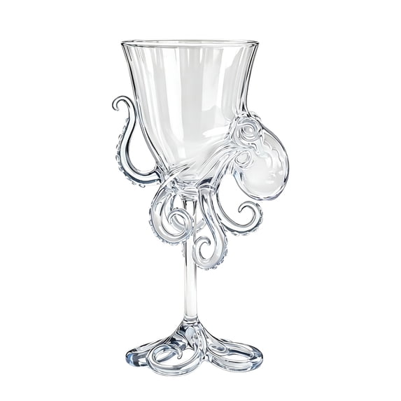 Sea Creature Stemmed Cocktail Goblet, Hand Blown Octopus & Sea Turtle Glass, Coastal Decorative Drinkware For Home Bar