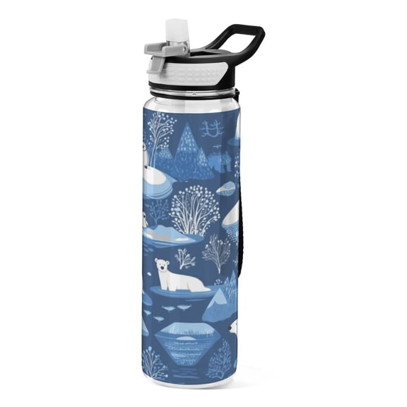 Sea Creatures 1000ml Tritan Sport Bottle Straw LeakProof Food-Grade Portable Wide Handle