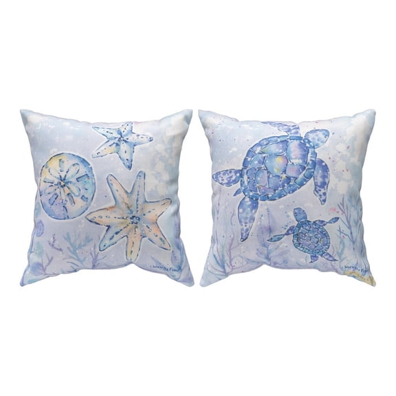 Sea Creatures Climaweave 18x18in Throw Pillow, White/Blue Multi, Polyester Fill