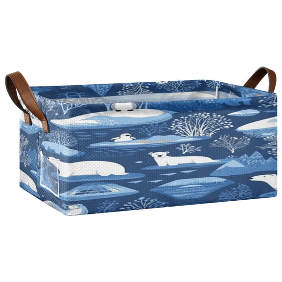 Sea Creatures Open Home Storage Bins Foldable Metal Frame Shelf Baskets 16.9x11.4x7.7in Water-Resistant