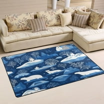 Sea Creatures Soft Polyester Area Rug 31''x20'', Non Slip, Memory Foam, Water Absorbent