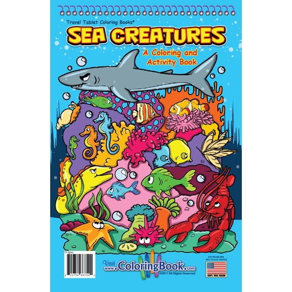 Sea Creatures Travel Tablet Coloring Book (5.5"x8.5")