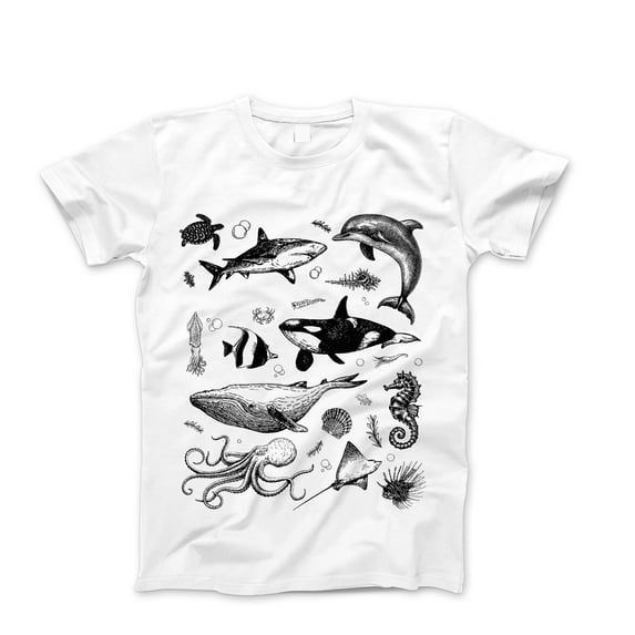 Sea Creatures Vintage Shirt, Sea Animal T-shirt, Whale Orca Ocean Sea life Turtle Dolphin Shirt, Nature Shirt, Unisex Adult Tee