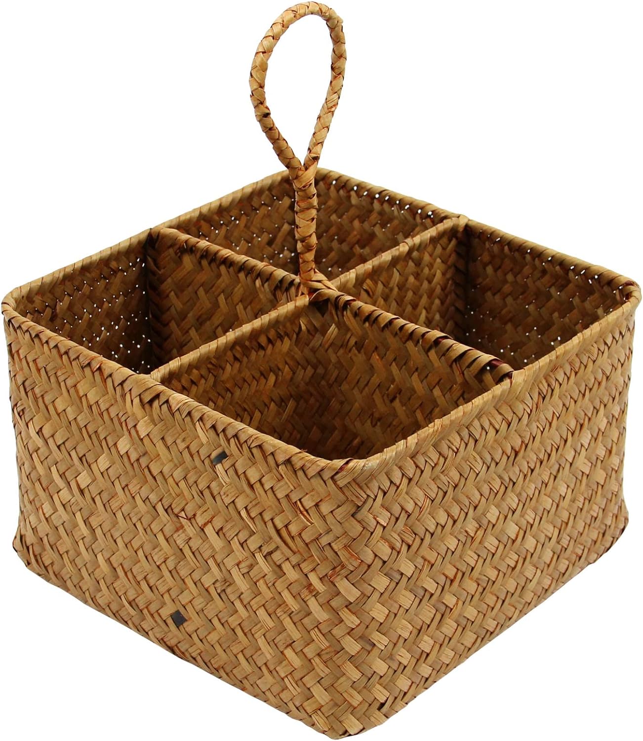 Sea Dividing Baskets For Storage,Seaweed Woven Sundries 4Section