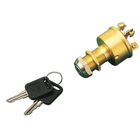 Sea Dog 3-Position Ignition Switch, Magneto Style, Off-Ignition-Start, Brass