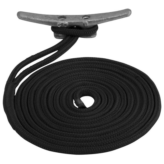 Sea-Dog 302112025BK-1 Double Braided Nylon Dock Line - 1/2" x 25', Black