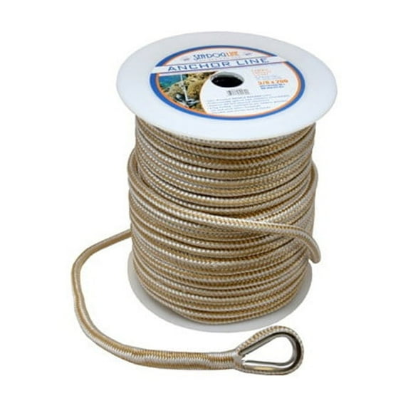 Sea-Dog 302112060G/W-1 Premium Double Braided Nylon Anchor Line - 1/2" x 60', Gold/White