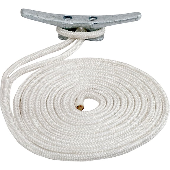 Sea-Dog Double Braided Nylon Dock Line - 3/8" x 20' - White | Bundle of 10