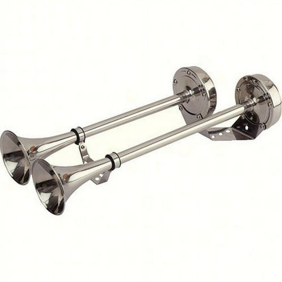 Sea-Dog Line 431540 Maxblast 5A 123 DB 24V Dual 18-1/4" Trumpet Horn, Stainless and Molded Motor Housing
