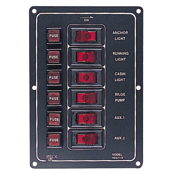 Sea-Dog Line Aluminum Vertical Rocker Switch Panel, 4 Switch