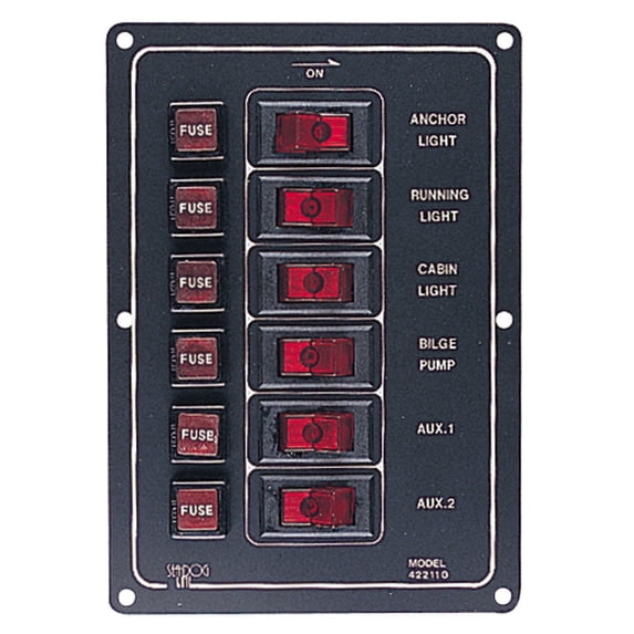 Sea-Dog Line Aluminum Vertical Rocker Switch Panel, 4 Switch