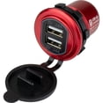 thumbnail image 1 of Sea-Dog Round Red Dual USB Charger w/1 Quick Charge Port + | Bundle of 2 Each, 1 of 2