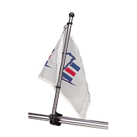 17" Silver and White Rail Mount Flagpole