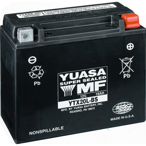 Ski-Doo OEM, Yuasa Maintenance Free Wet Battery 18 Amps, YTX20HL-PW, 415129898