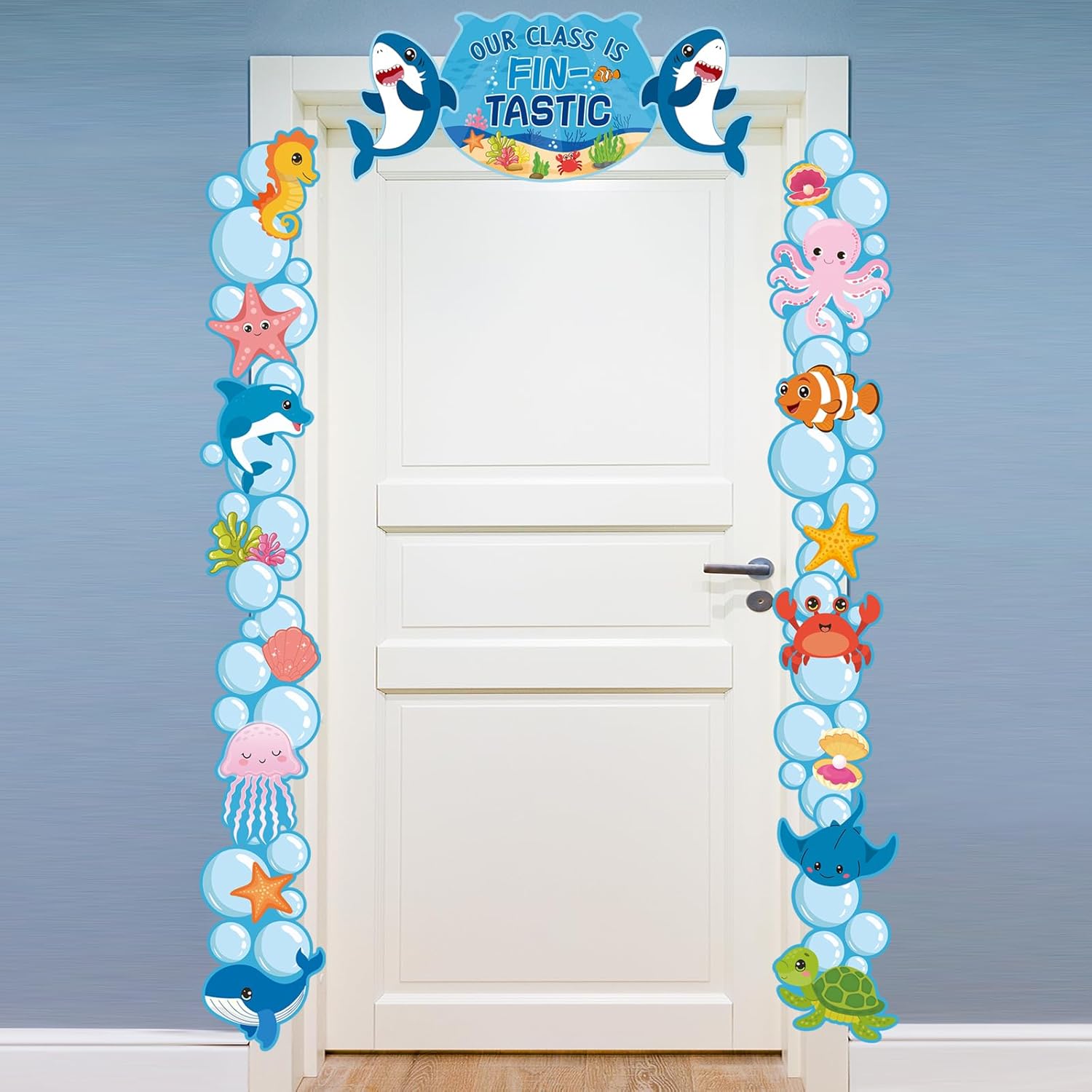 Personalized Shark Name Wall Decal – 22x14 Inch Under The Sea Ocean Decor – Kids Bedroom Playroom Sticker